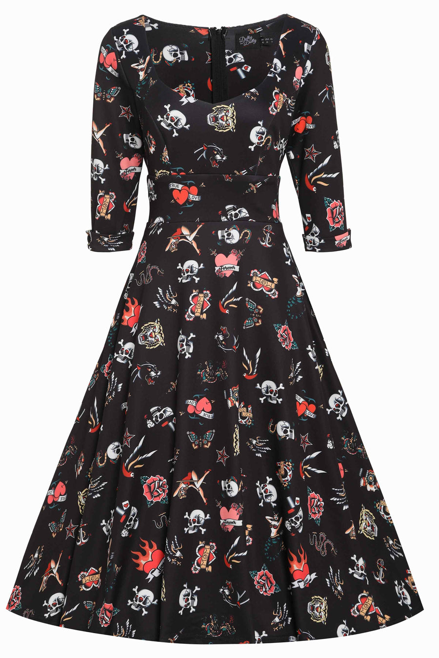 Scarlette Black Old School Tattoo Midi Dress