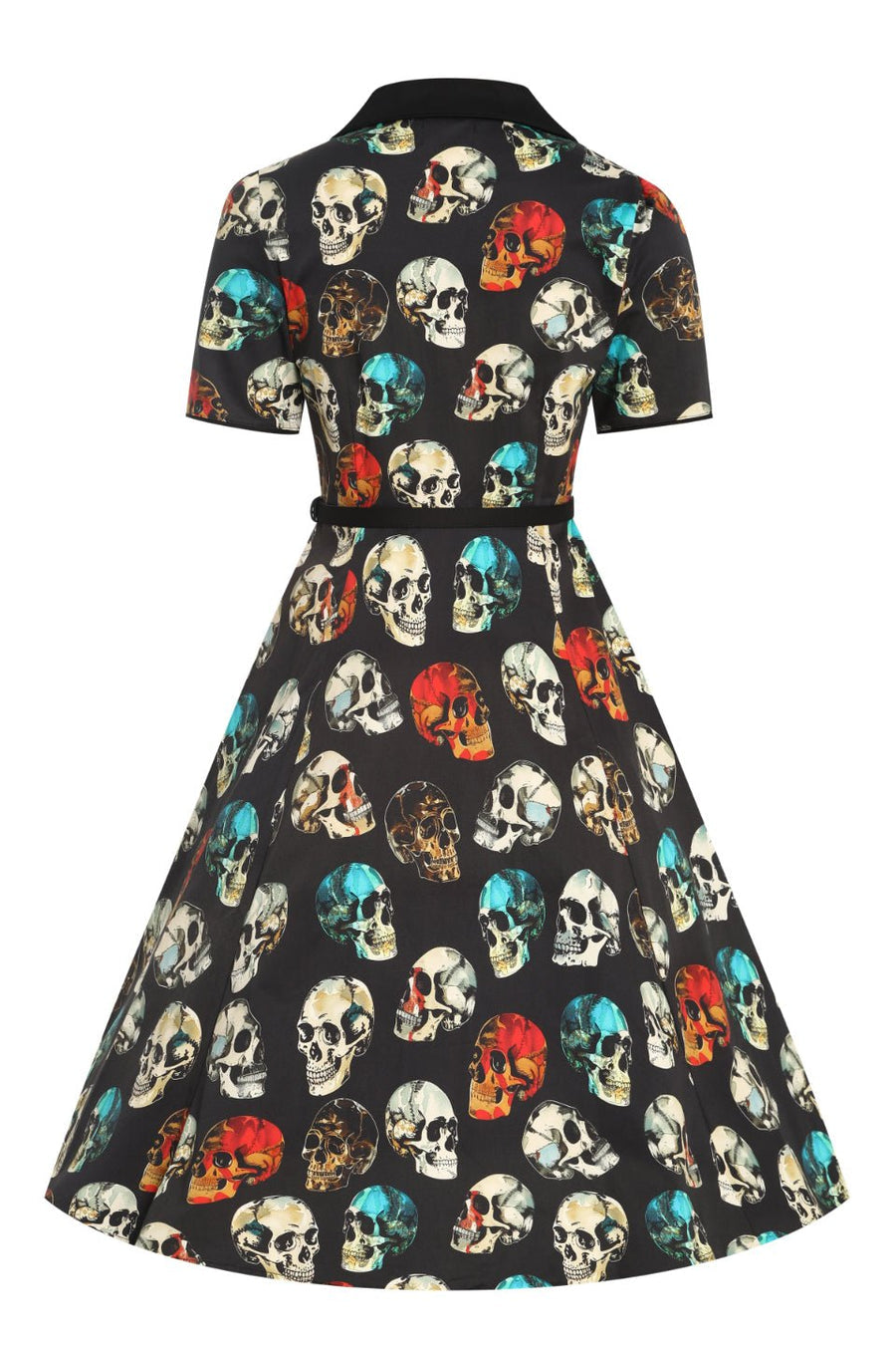 Penelope Rockabilly Black Skull Shirt Dress