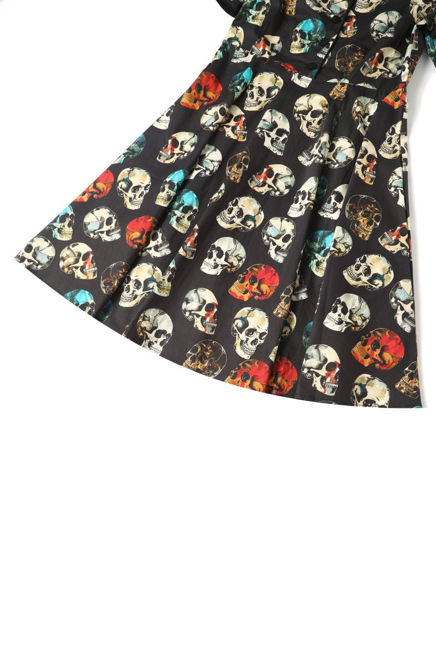 Penelope Rockabilly Black Skull Shirt Dress